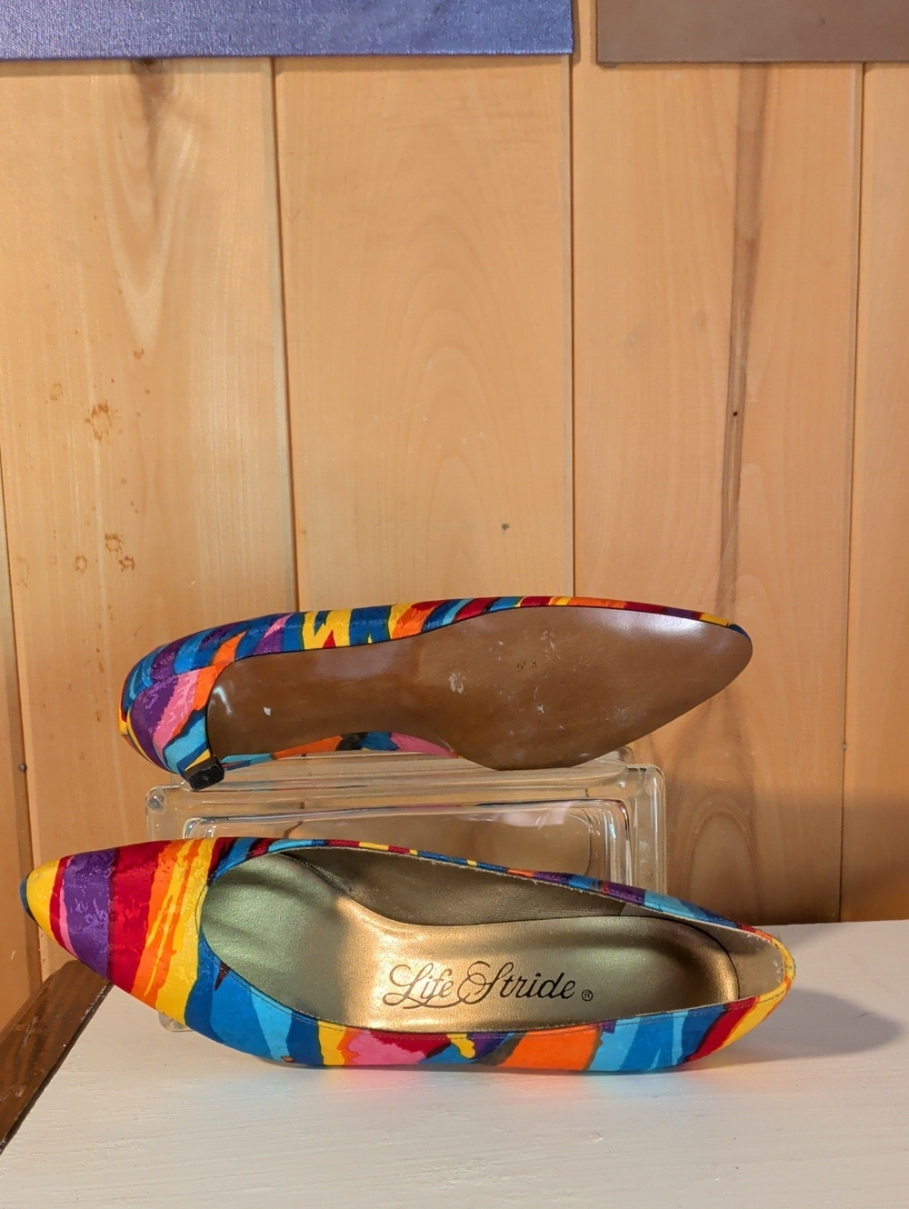 Rainbow Satin Kitten Heels - Picture 5 of 5